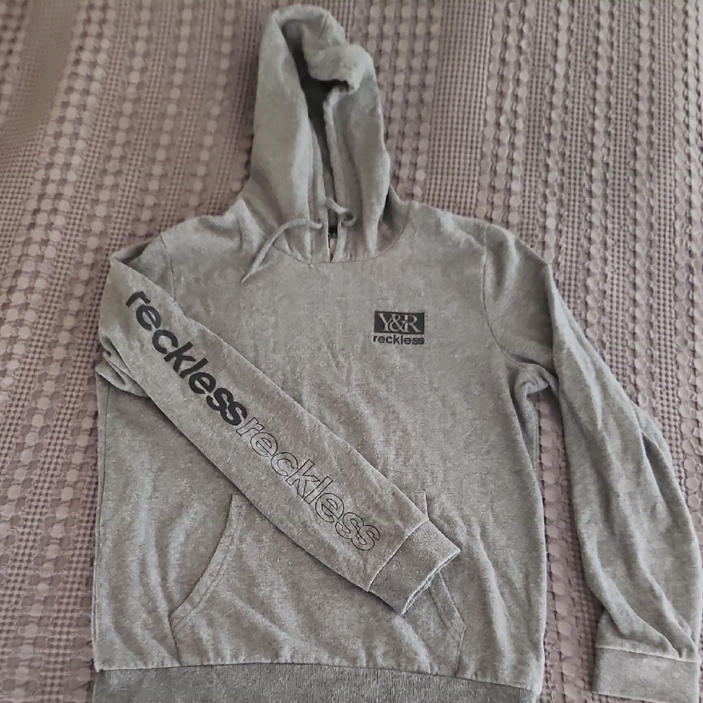 Young & Reckless Heather Gray Hoodie with Black Accents